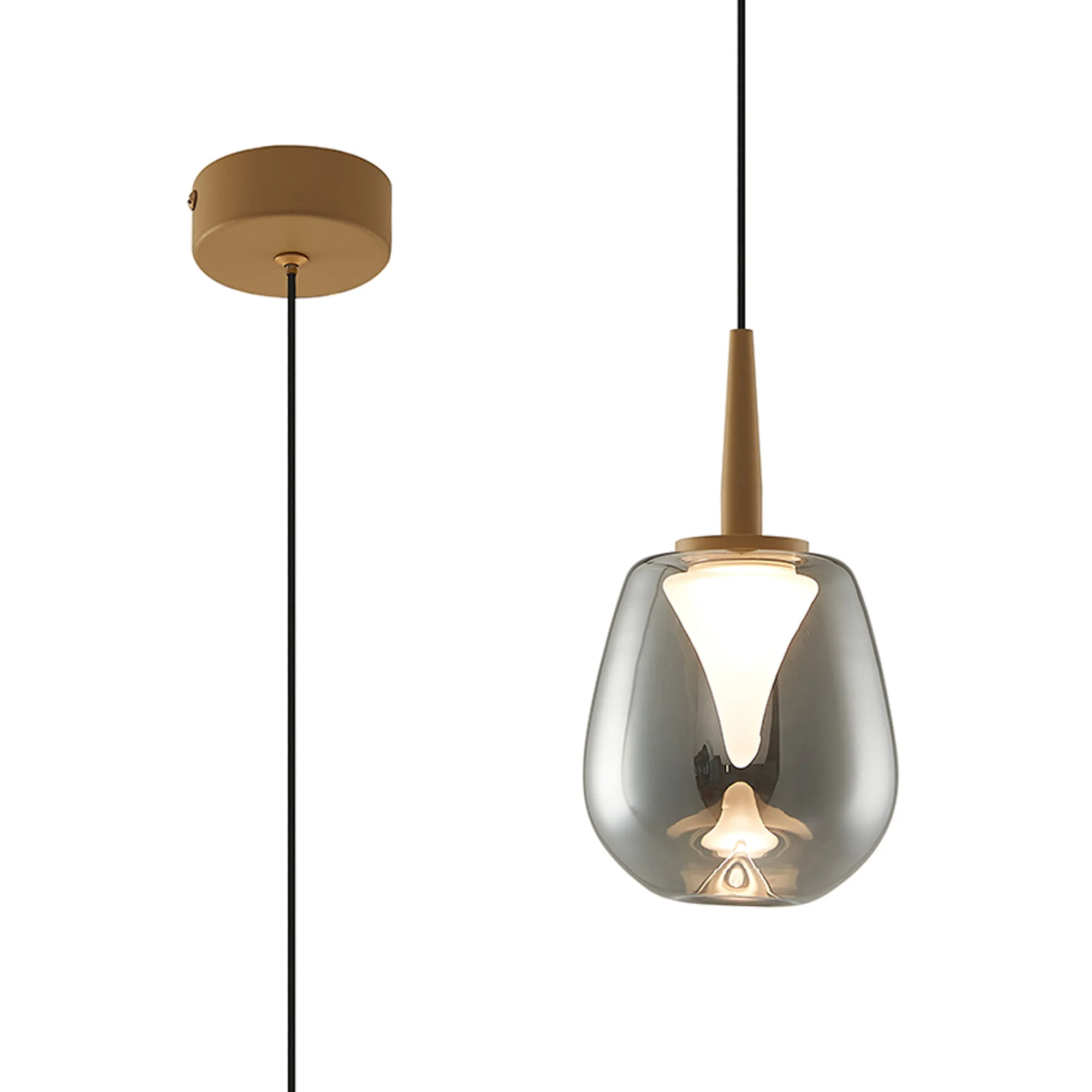 MK0003  Andromeda Single Pendant, 5W LED, 3000K, 500lm, Gold/Chrome/Frosted 3yrs Warranty